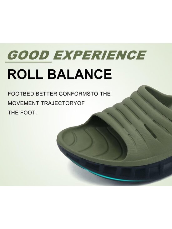Men\'s Green Black Recovery Orthotic Arch Support Open Toe Slides Slipper Shoes main image 4